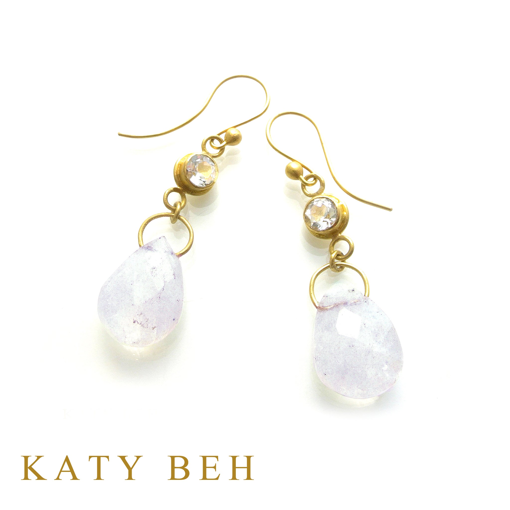 Willow Diamond and Rainbow Moonstone Earrings