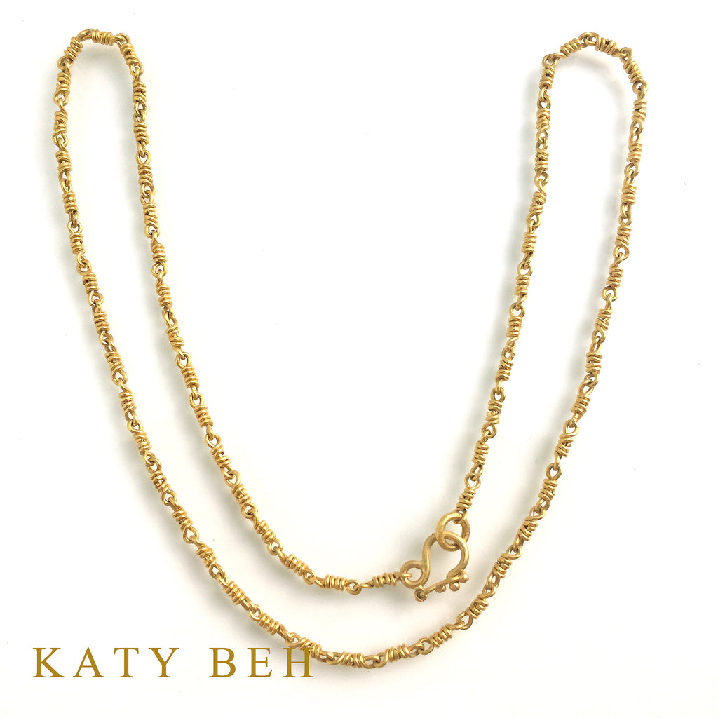 22k Yellow Gold Wrapped Link Chain Necklace | Katy Beh Jewelry