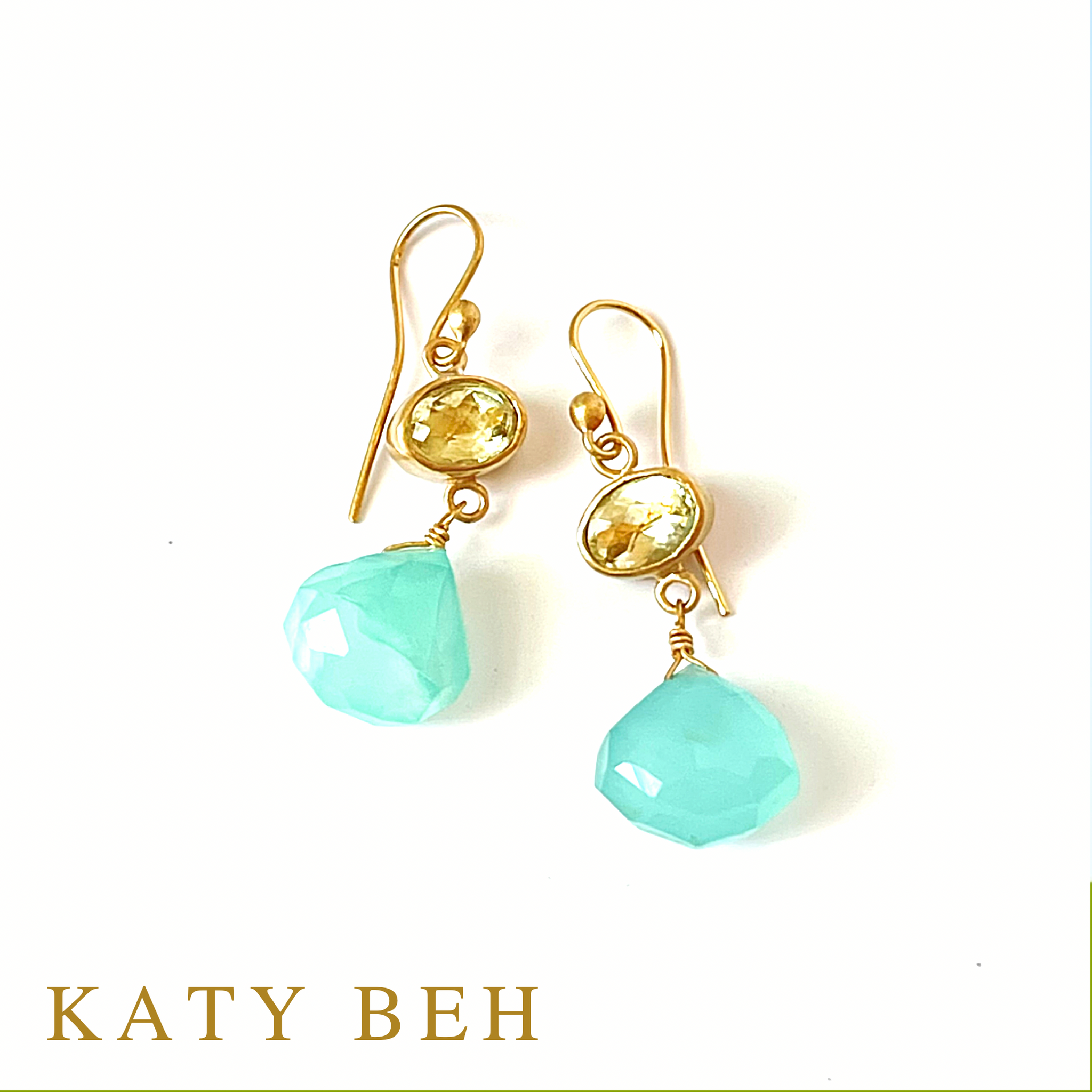 Jan Lemon Quartz and Peruvian Chalcedony Earrings